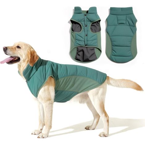 Cappotto per cani con pettorina, impermeabile, riflettente, giacca invernale comoda e calda, chiusura con bottoni, lati elasticizzati, taglie dalla S alla XXXL (1/5)