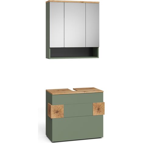 Set di mobili da bagno Eden, Verde/Artigianale, 2 parti, Vicco (1/5)