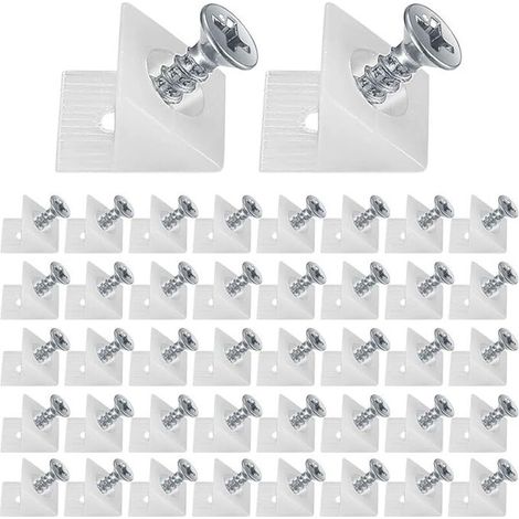 90 Pièces Cales en Plastique pour Meuble Tiroir, Renfort Tiroir Connecteur Arrière Stabilisateurs, Fond de Tiroir Connecteur avec Vis, pour Réparer Affaissement Étagère Meuble, Blanc (90)