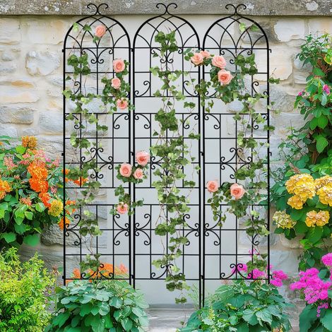 3 Packs Metal Garden Trellis Flowers Fence for Climbing Plants (1/5)