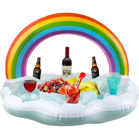 Porte-gobelet flottant gonflable avec flotteur de boisson de grande capacité à 9 trous (arc-en-ciel) (1/5)