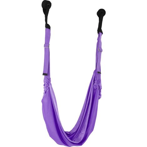 Sangle d'étirement de yoga pour jambes, taille et dos, ajustable, pour l'entraînement et la flexion du dos, bande de fitness de yoga violette (1/5)