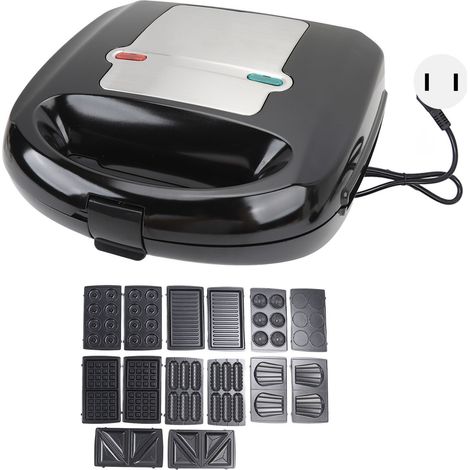 GARRYFIZH Machine à sandwich 8 en 1 anti-adhésif avec 14 plaques amovibles pour beignet, gaufre, noix, madeleine, gâteau, steak, hot-dog, biscuit, prise américaine 110 V (1/5)