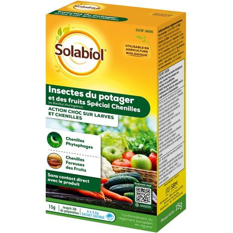 Insecticide biologique SOBACI15 – Bacillus thuringiensis pour larves et chenilles – Utilisable en agriculture biologique – Action rapide – Solabiol