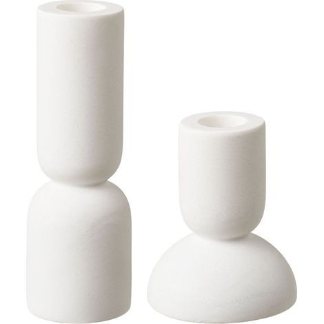 Set 2 portacandele in calcare bianco biomaterico — Vikasa Home (1/5)
