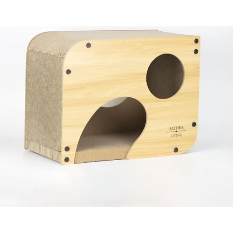 Althea Living - Nido rascador para gatos Carabela, madera y cartón corrugado (1/4)