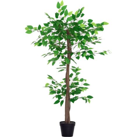 Arbre Artificiel Plante Artificiel ficus Hauteur 1,2 m Tronc Branches Liane Lichen Feuilles Grand réalisme Pot Inclus (1/5)