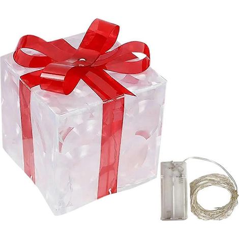Boîte cadeau lumineuse de Noël avec nœud lumineux C-- (1/5)