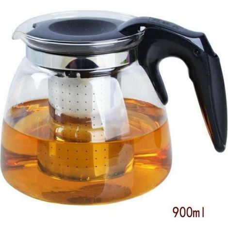 Théière en verre 900 ml avec infuseur à thé, théière en verre, théière avec infuseur, pour sachets de thé en vrac, café (1/4)