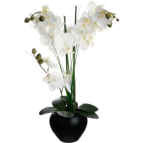 Orchidea artificiale vaso in ceramica nera H53cm - Atmosphera créateur d'intérieur