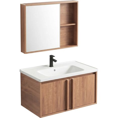 Un Conjunto De Muebles De Baño Con Lavabo Rea Gama T25023 Hhl 80Cm Brown