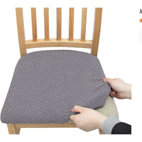 4PCS Housse de Chaise Siege Extensible Gaufrée Jacquard Amovibles Lavables pour Salle à Manger Cuisine Bureau Hôtel (1/4)