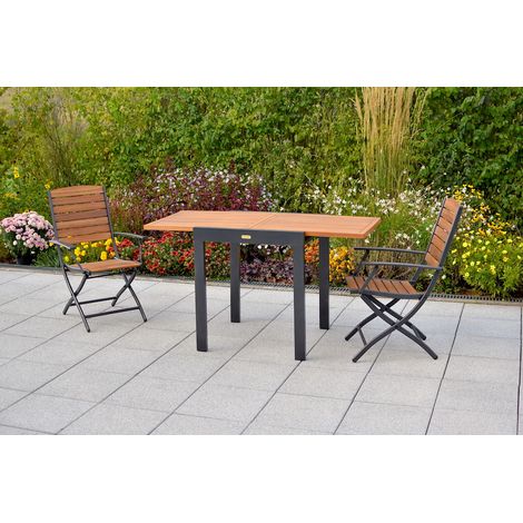 Santorin Balkonset 3tlg 2 Sessel Tisch 65(130)x65cm
