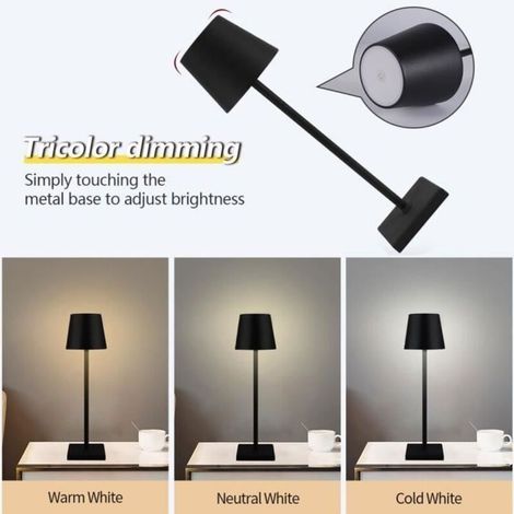 Lampada da tavolo a LED wireless, impermeabile e sensibile al tocco, ricaricabile tramite USB. Ideale per illuminare una scrivania, un bar o per creare un'atmosfera suggestiva. (1/3)