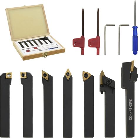 Jeu d’outils de tournage indexables 12 pcs 8x8 mm 70 mm Coffret outils  Mallette à outils 17102 (1/5)