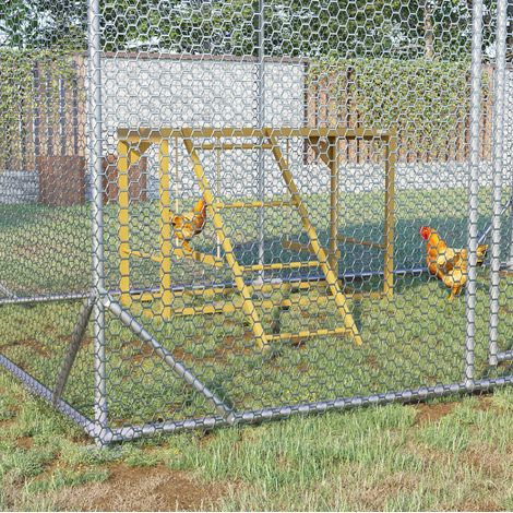 Parque para gallinas de madera 99.7x109.9x69.9 cm con dos columpios y escalera para 3-4 gallinas madera natural (1/5)