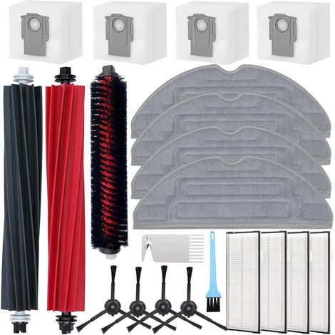 Kit d'accessoires pour Roborock S8 Pro Ultra Aspirateur, 2 Brosses Principales, 1 Brosse de Nettoyage, 4 Brosses Latérales, 4 Filtres, 4 Serpillière, 4 Sacs (1/5)