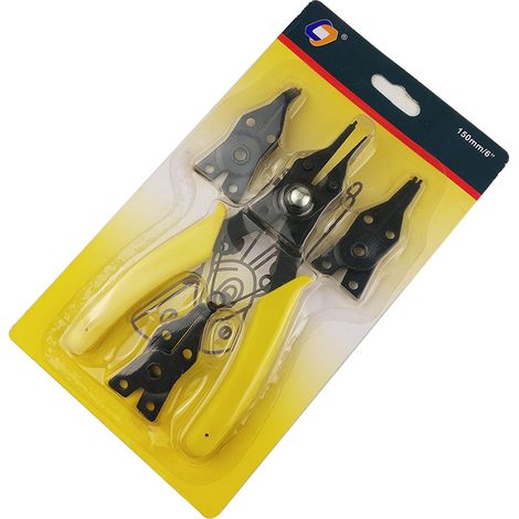 Pince à circlips, outils à main antirouille ménagers industriels 1 pièce manche jaune 3 pièces mandrin noir 1141359.5mm (1/2)