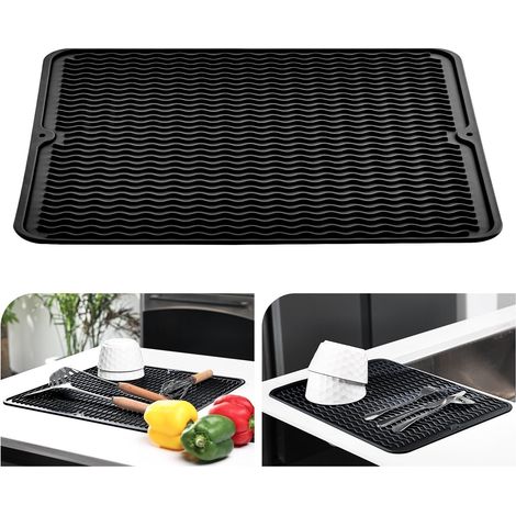 Tapis de séchage à vaisselle 40x50cm, Résistant à la chaleur, Dessous-de-verre en silicone antidérapant, Presines, Set de table, Plateau pour cuillères (1/5)