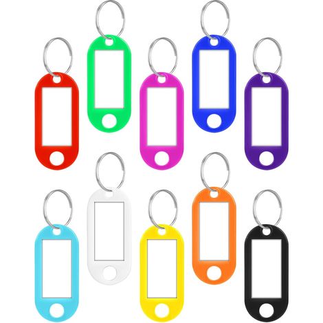 10pcs Porte Clef Etiquette,Porte Clés Couleur pour Marquer Les Clés,Valises,Sacs,Animaux De Compagnie,Cinq Couleurs (1/5)