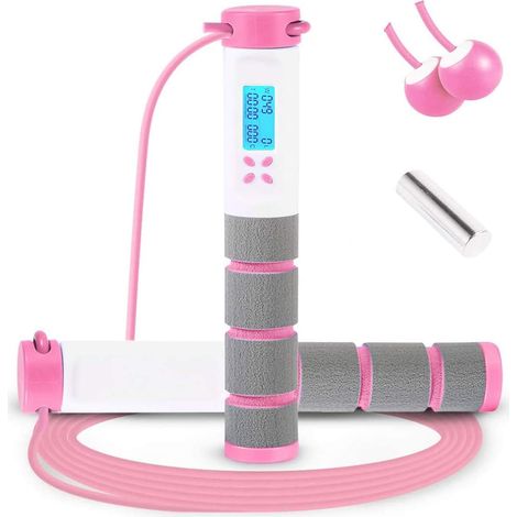 Corde à sauter, poignée lestée numérique corde à sauter avec compteur de calories pour l'entraînement fitness, vitesse réglable exercice corde à sauter pour hommes, femmes, enfants, filles (1/5)