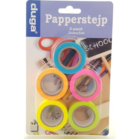 Lot de 10 rouleaux de ruban adhésif en papier multicolore (2 cm x 5 m).