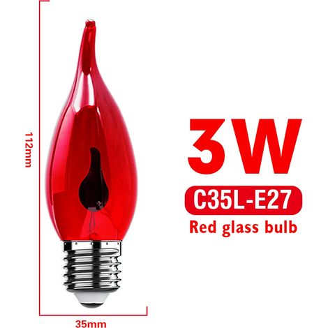 Lampes de croissance pour plantes (C35L E27 Ampoule à bougie, 1 pièce) Lampe LED Edison effet flamme orange rouge vintage, lampe à bougie originale (1/5)