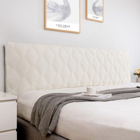 Irovami Protège-tête de lit en velours matelassé épais (blanc, 210 cm de long) (1/5)