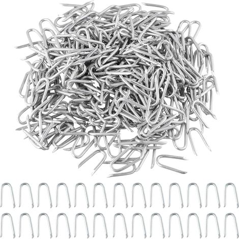 300 Pièces Crampillons U Clous,Clous en U,Agrafes pour Clôture,Crampillons Muraux,Clous de Fixation en U pour Fil de Clôture,Crampillons en Acier,Clous en U pour Fixation de Filets,Clôtures Tissées (1/5)