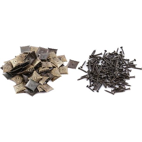 Punaises décoratives, 100 pcs Vintage diamètre de la tête en Laiton Marguerite Pouce Punaise punaises Meubles Clous pour Tapisserie d'ameublement Goujon décoratif(C-21x21mm) (1/5)