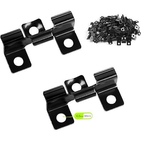 Decking Clips 10.5mm WPC Decking Clamp Steel Deck Clamp for Composite Decking Invisible Fixing Staple Fixing Range Black (1/5)