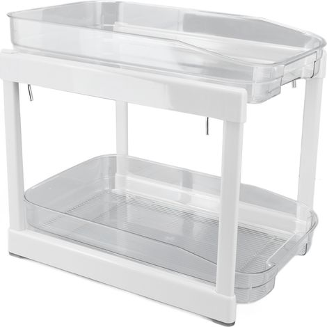 Panier de Rangement 2 Étagères Coulissant pour Évier - Organisateur Placard Cuisine Salle de Bain (1/5)