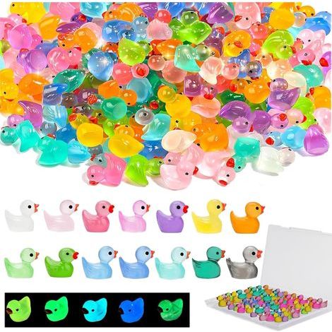 Set mit 300 Mini-Enten aus Leuchtharz, 1,5 cm, mehrfarbig, für Aquariendekoration, Miniaturgärten und zum Selbermachen (1/5)