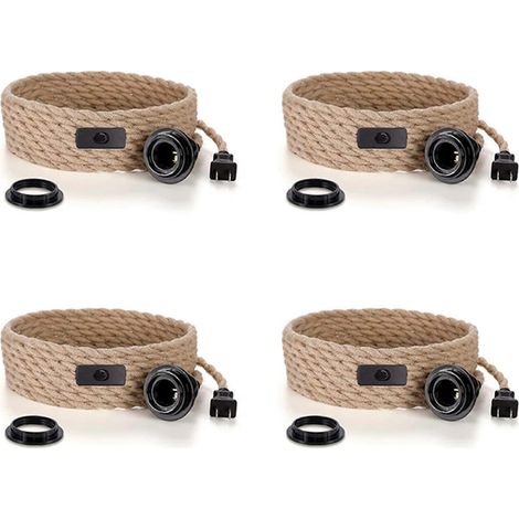 Kit de lustre à 4 fils avec interrupteur et prise, lustre en corde de jute de 4,5 m, lustre de style industriel - Prise standard américaine. (1/5)