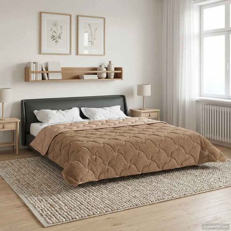 Ganzjahresbettdecke Gepolstert Taupe 200 x 240 cm
