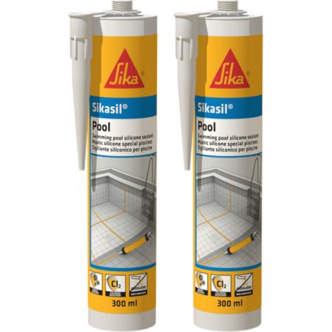 Set di 2 Sigillante siliconico per piscina SIKA Sikasil - Trasparente - 300ml