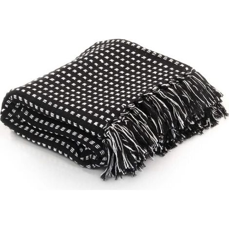 Couverture carrée en coton, 125 x 150 cm, noire (1/5)