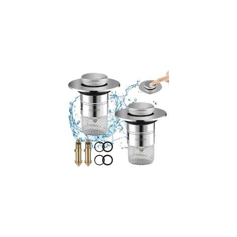 Bonde Lavabo Pop Up - 2 pièces 34-40 mm avec Panier Filtre - Universel - Cuisine Salle de Bain (1/5)
