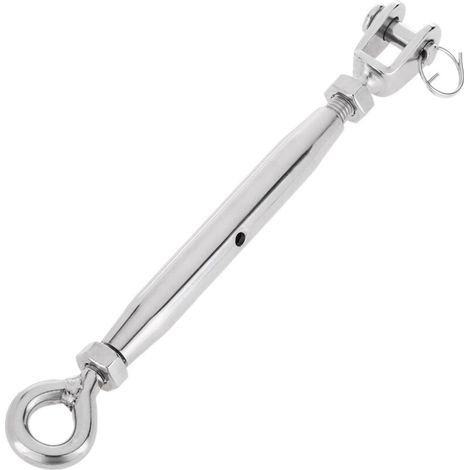 Tendeur de câble en acier inoxydable 304 A2 – Modèle fourche à anneau fileté 10 mm – Longueur ajustable 22 à 34 cm – (1/5)