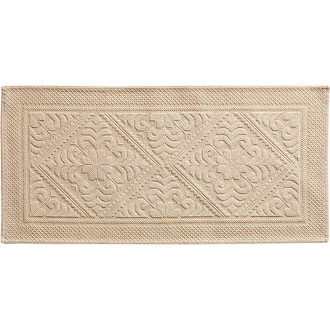 VIVARAISE - Tapis de bain Vivaraise Enzo en coton 100% - Taille 54 x 110 cm - Couleur Poudre (1/5)