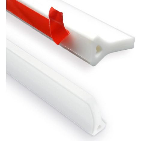 2 M Barrage deau seuil de silicone, Barrière de douche pliable, Bande de retenue deau pour seuil de porte de salle de bain avec séparation à sec de colle (blanc) (1/5)