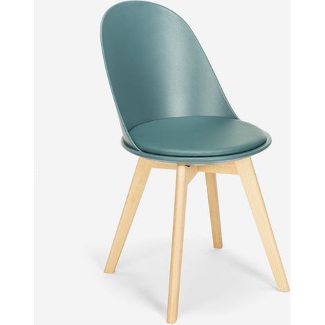 Silla de diseño escandinavo de madera con cojín cocina comedor Bib Nordica - Verde oscuro