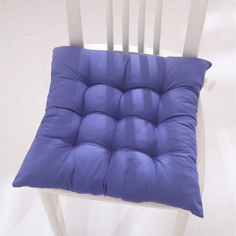 Coussin De Siege Carré - Tissu Velours Doux - Pour Chaise De Bureau Salle À Manger Patio Extérieur - 40 X 40 Cm - Bleu Foncé - Lot De 2 (1/3)
