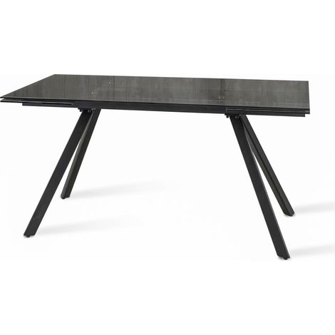Tavolo Allungabile 160/240x90x76 cm in Vetro Smokey Nero (1/5)
