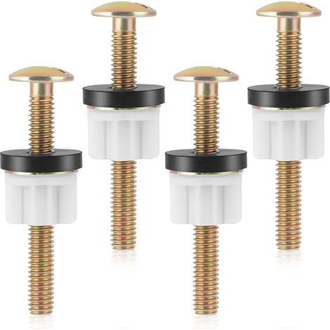 Sollbry Lot de 4 vis pour siège de toilette - Pièces de rechange pour siège de toilette - Vis universelles - Kit de fixation pour siège de toilette - Écrous et vis de rechange
