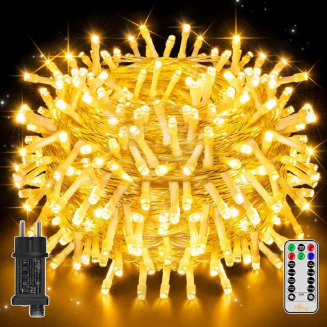 Guirlande Lumineuse 20m 200 LED Intérieur Extérieur avec Télécommande, 8 Modes 3 Minuteries, IP44 Étanche, Guirlande Lumineuse Sapin pour Décoration Jardin, Noël, Maison, Mariage, Blanc Chaud [Classe 