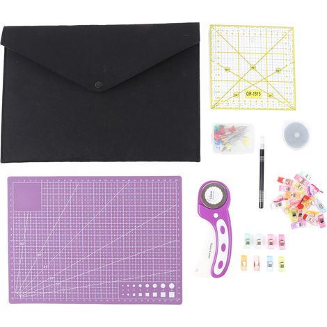 Lot de coupe-tissus épais, lame rétractable sécurisée avec verrouillage, cutter rotatif pour patchwork, couture et quilting (1/5)