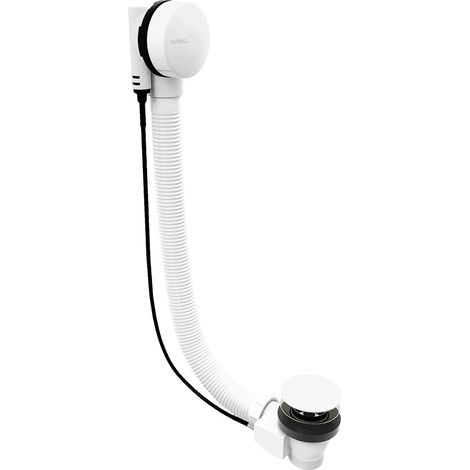 Bonde de remplissage de baignoire escamotable (L) 600 mm, bouchon 72 mm, blanc (1/5)
