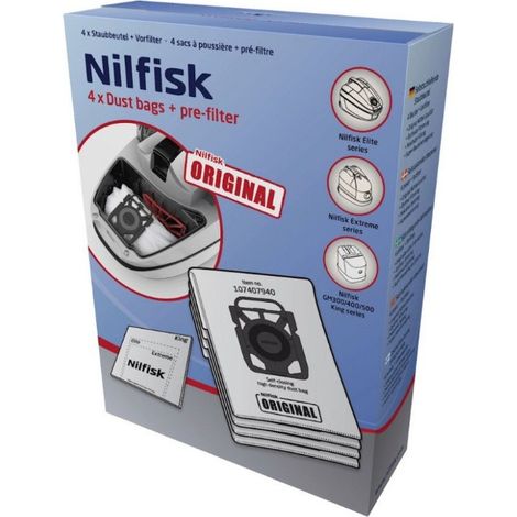 Scatola di 4 sacchetti igiene + pre filtri EXTREME/KING originali - Aspirapolvere - NILFISK - 1557163663946887219