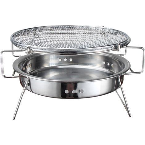 Mini-Rundgrill aus Edelstahl, tragbarer Campinggrill, Grillplatte, 22  ​​​​22  14 cm